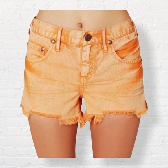 Free People Pants - Free People Creamsicle Distressed Denim Shorts, Sz 26